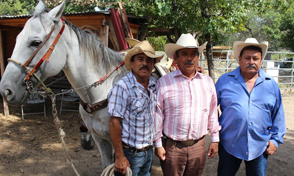 image of 3 prostate cancer survivors with horse